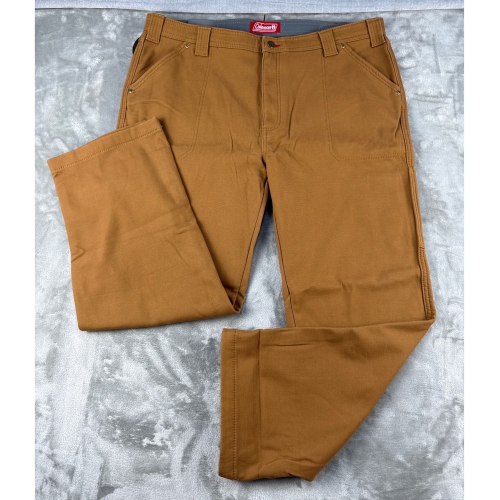 Coleman Utility Pants Mens 40x30 Fleece Lined Stretch Canvas Roasted Coffee NEW